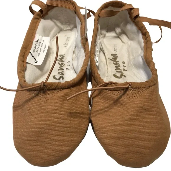 SANSHA Ligne Danse Ballet Slippers Pro 1C Tan / Flesh Size 10M NWT - Picture 2 of 9